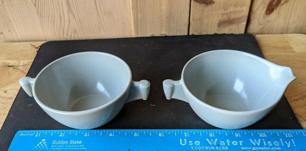 SPAULDING DINNERWARE. MELMAC SUGER, CREAMER SET IN GREY. MISSING LID.