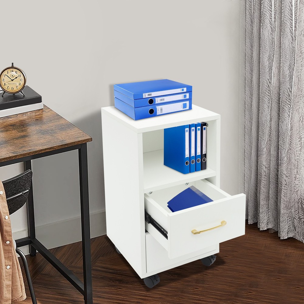 3-Tier End Table Sofa Side End Storage Shelf White Movable Storage Cabinet