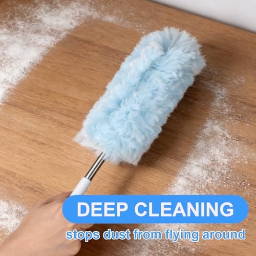 30 Count Duster Refill kit, Duster for Cleaning with Extension Pole, Blue