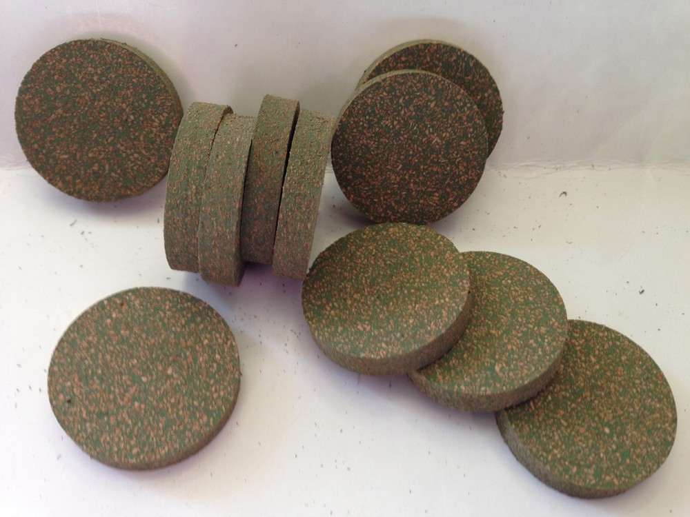 Cork Rings, 12 Green Rubberized Solid, 1 1/4” x 1/4”