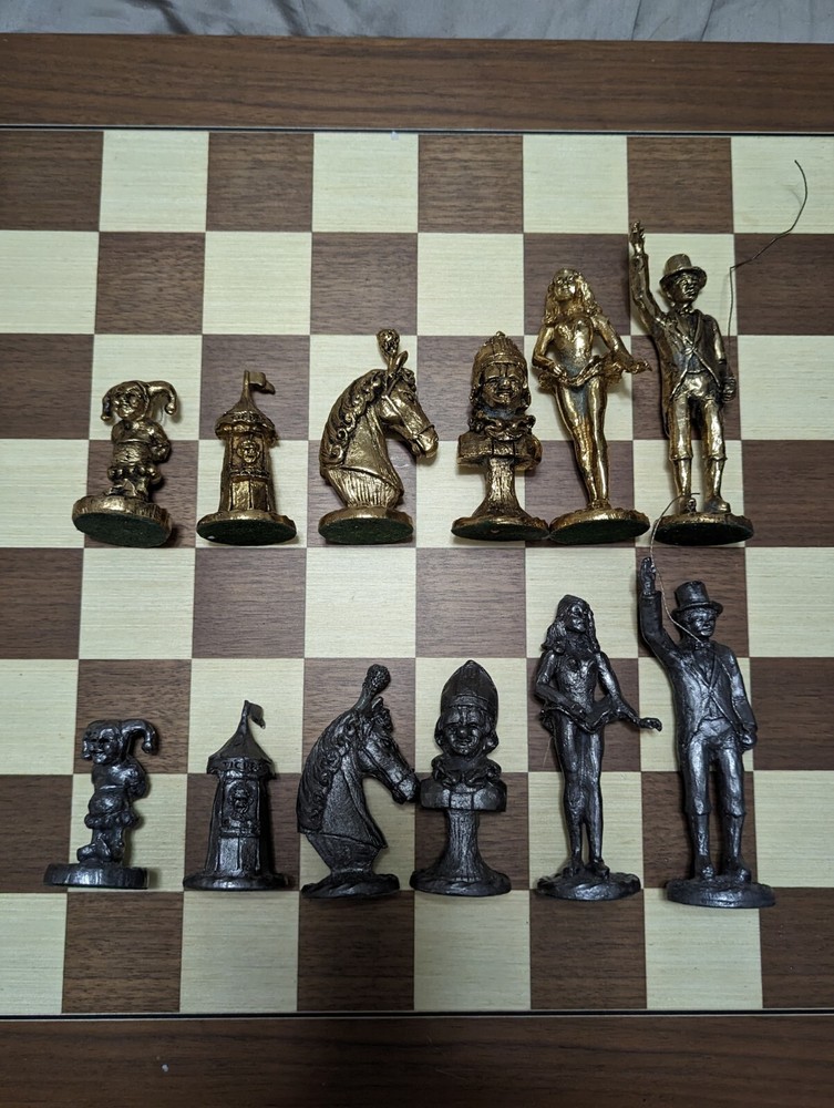 Rare Vintage Michael Ricker Pewter Circus Chess Set