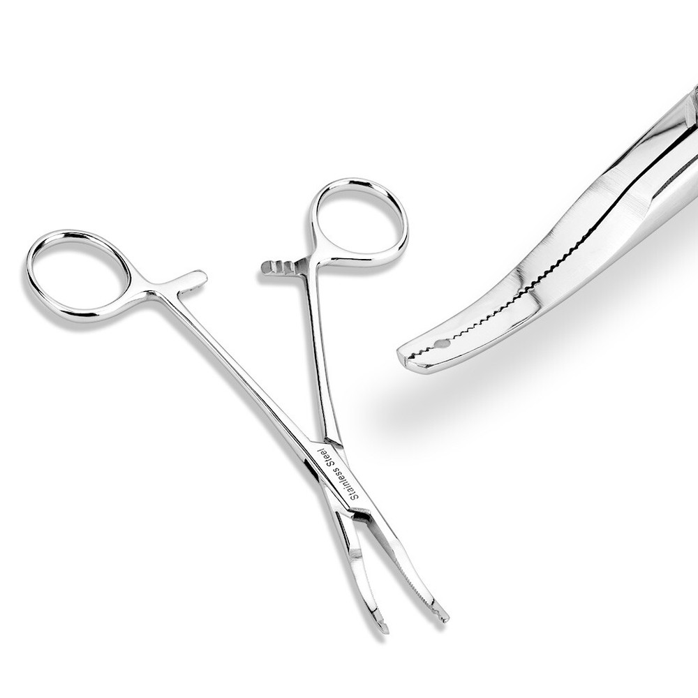 Micro Thin Tip Dermal Anchor Kelly Forceps (2mm hole)