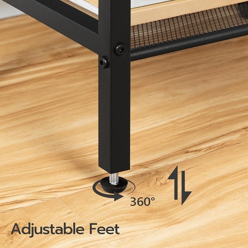 Tall Side Table Nightstand Small Space Adjustable Shelf Rustic Industrial New