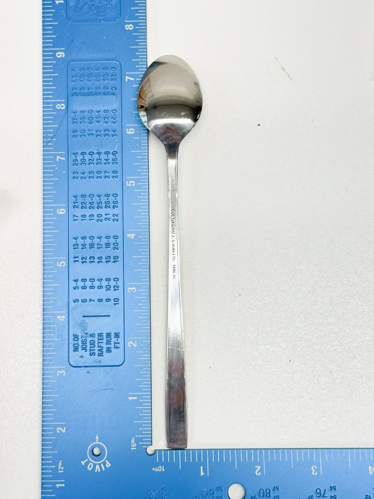 NOS (12) Customcraft Stainless Flatware Iced Tea Spoons Fleur de Lis Vintage