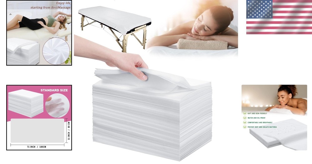 Spa Bed Sheets 100 Pcs 31x71" Non-Woven Fabric White