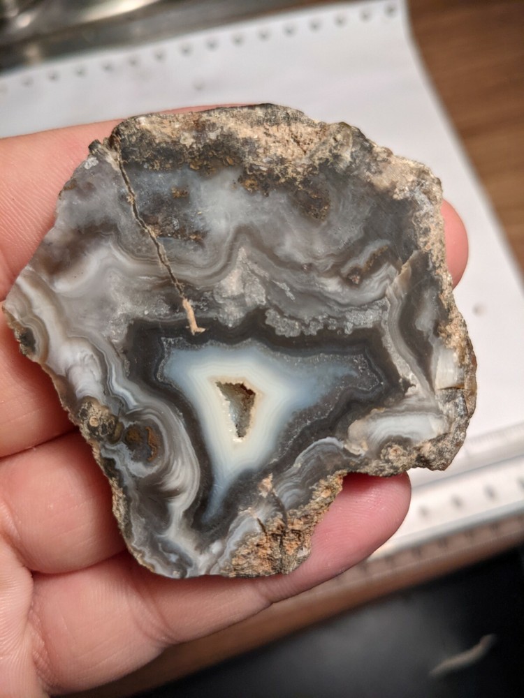 Natural Black Agate Slab Slice Cool Pattern