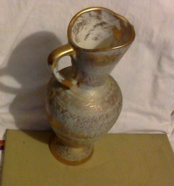 Vintage Stangle Pottery. 12" Tall Pitcher. Original Sticker.
