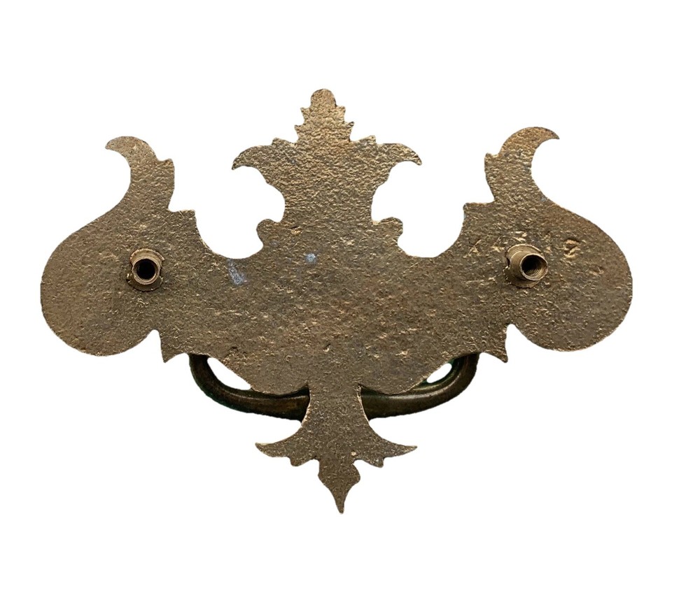 RARE Antique Hardware Brass Colonial Chippendale Batwing Drawer Pull 3”centers