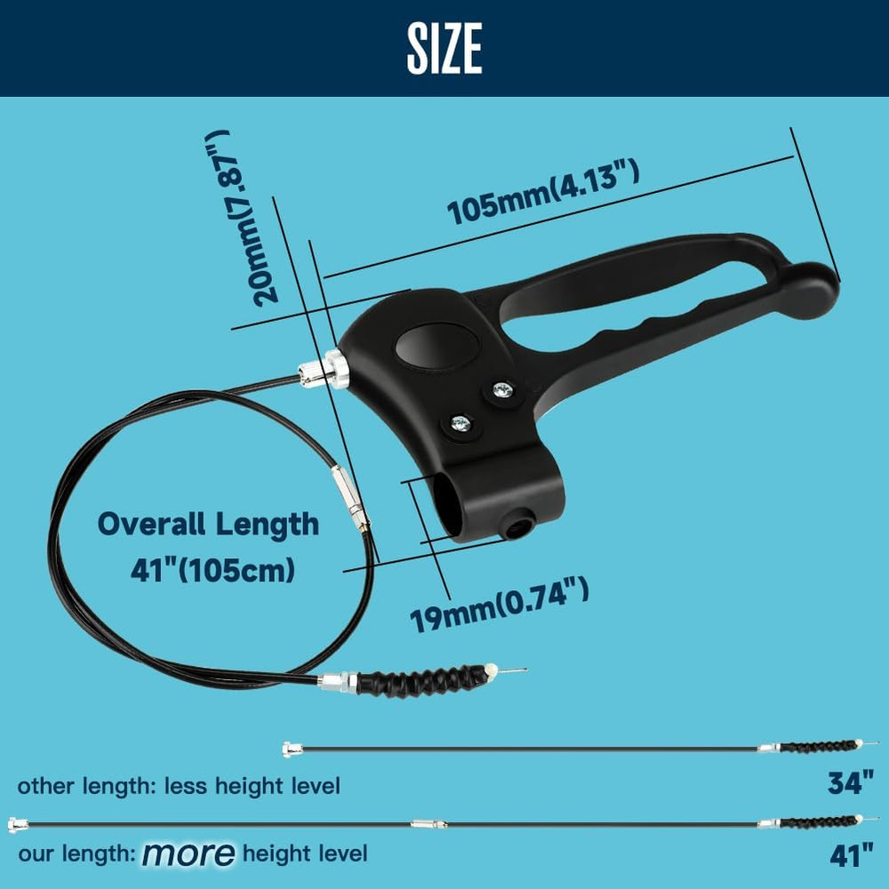 Brake Handle with 41'' Cable Assembly Replacement for 4-Wheel Folding Rollator R