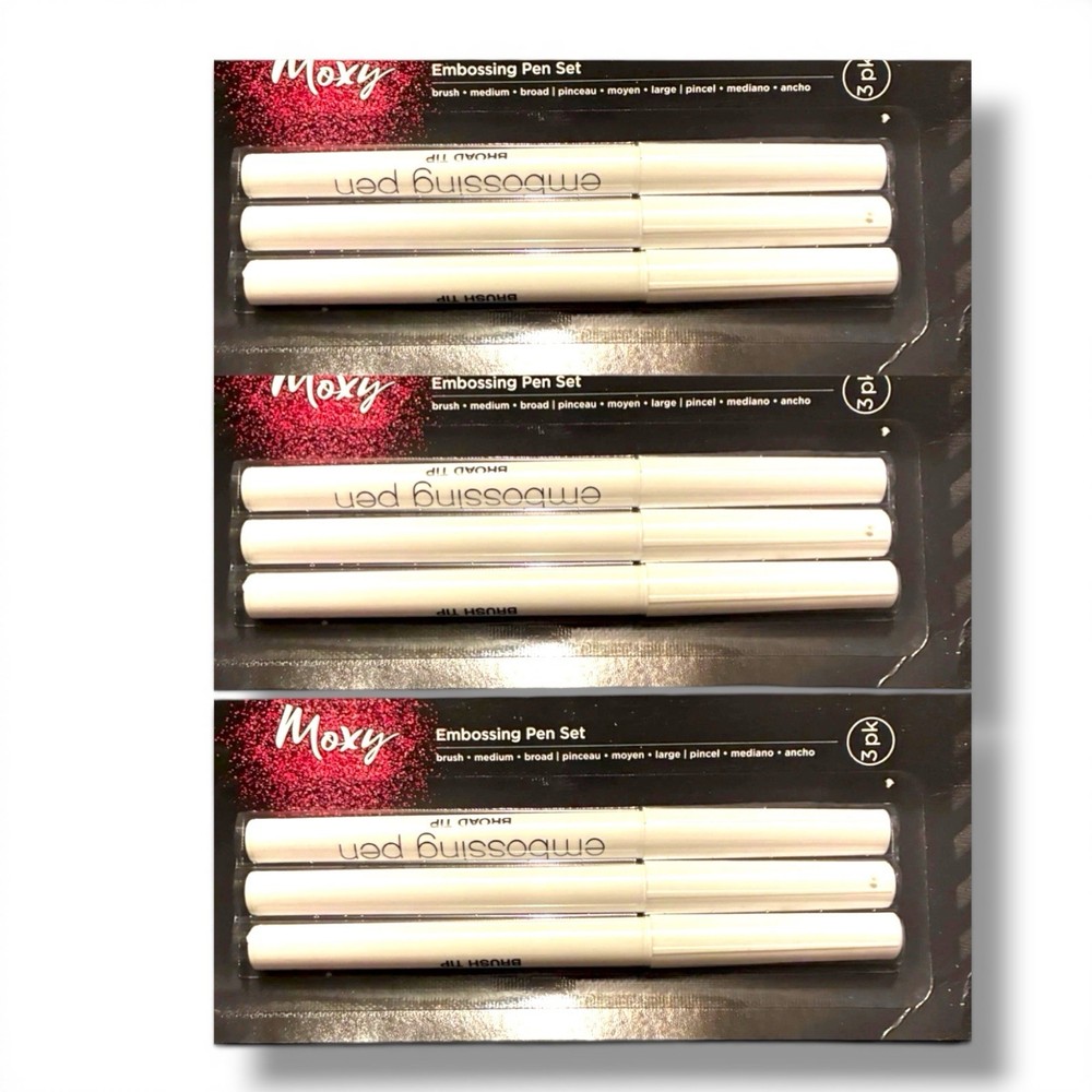 Moxy Embossing Pen Set 3 Pack Brush Medium Broad Tips Scrapbooking Card Making