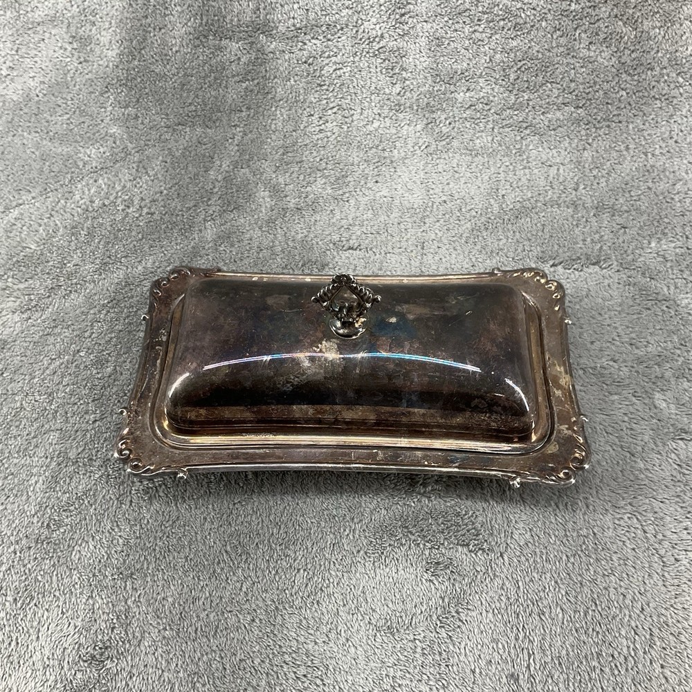 Vintage Crescent Silver Plated Butter Dish