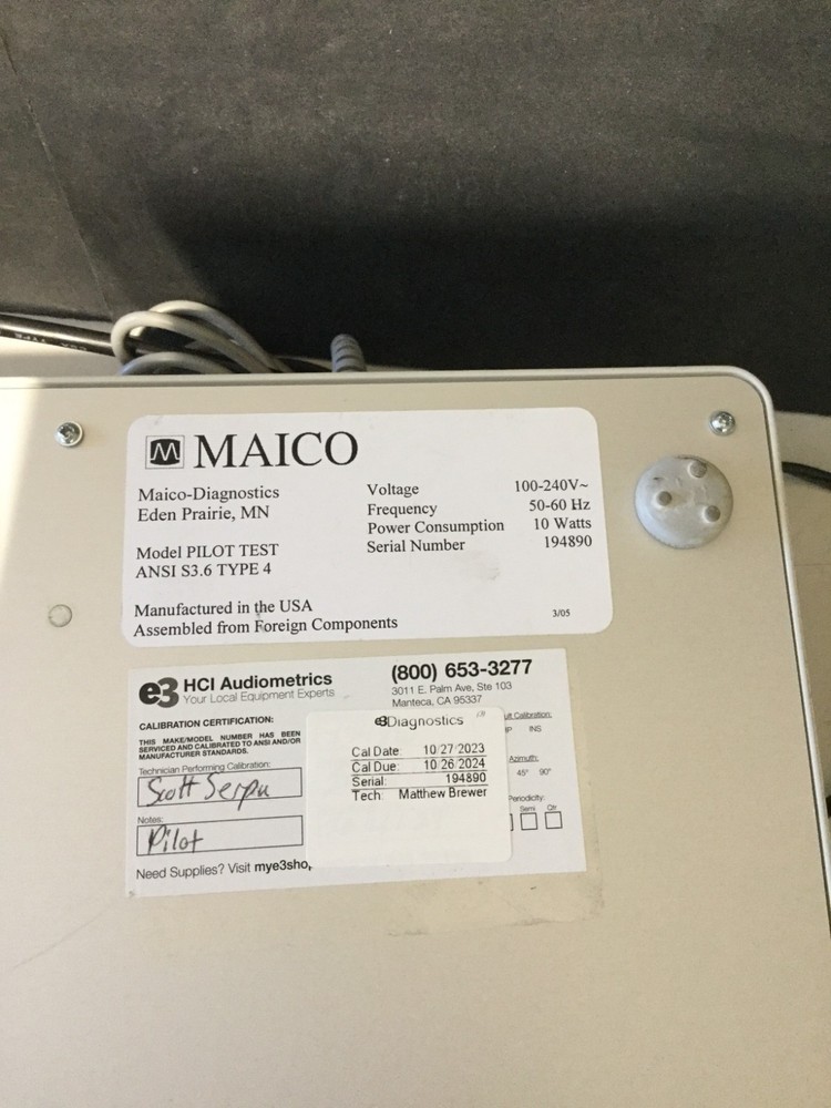 MAICO-DIAGNOSTICS PILOT TEST HEARING DIAGNOSTIC SYSTEM