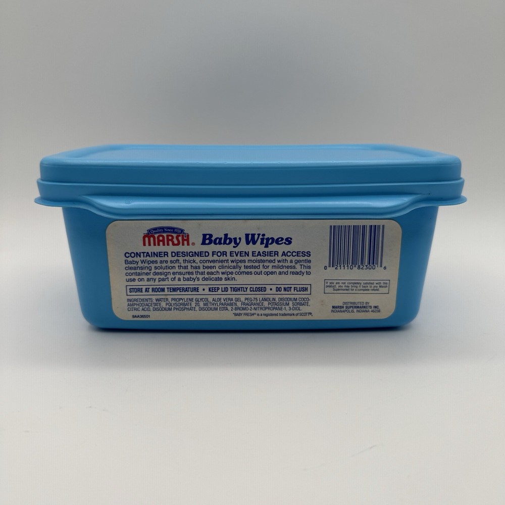 Vintage Baby Wipes Plastic Box Marsh Generic Blue Scented Empty