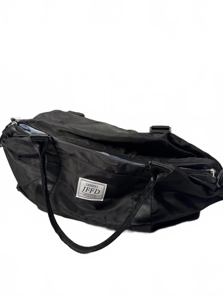 JFFD Black Nylon Duffel Bag with Adjustable Strap