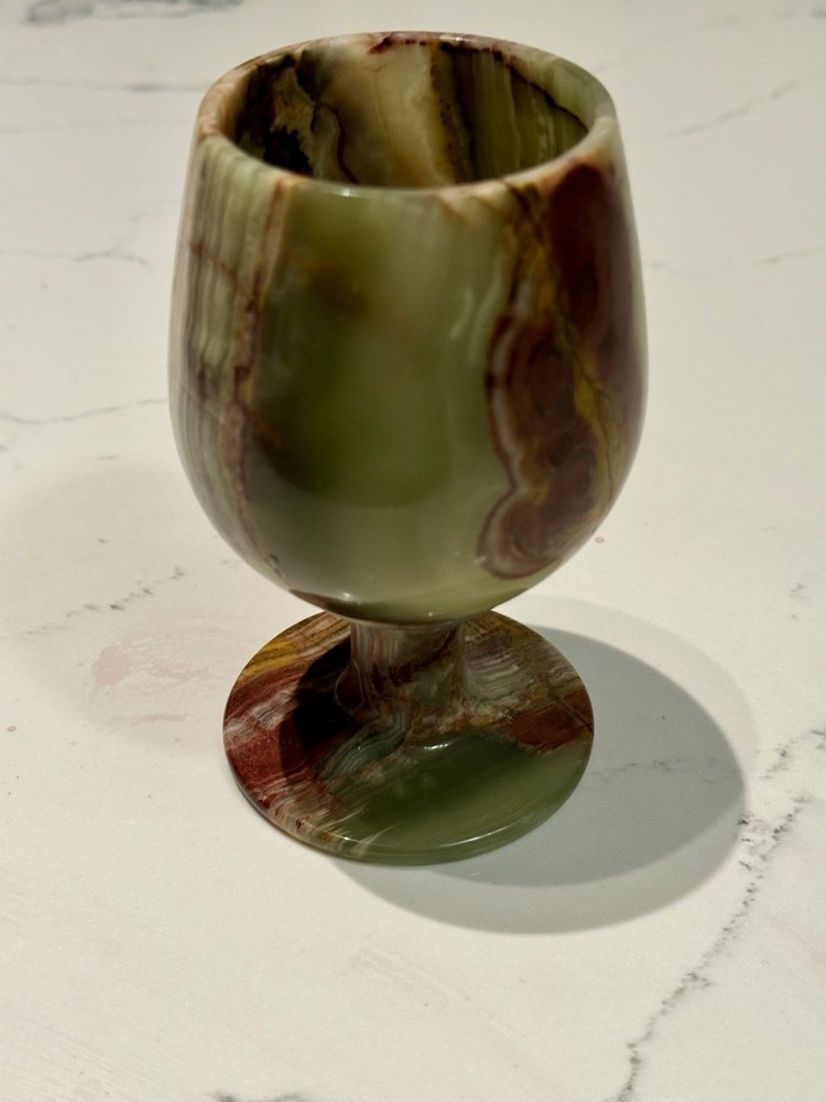 hand blown glass goblets green