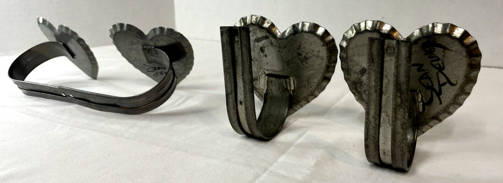 Hand Painted Artist Crafted Tin Heart Curtain Pull Backs Two Sets Cottage Core