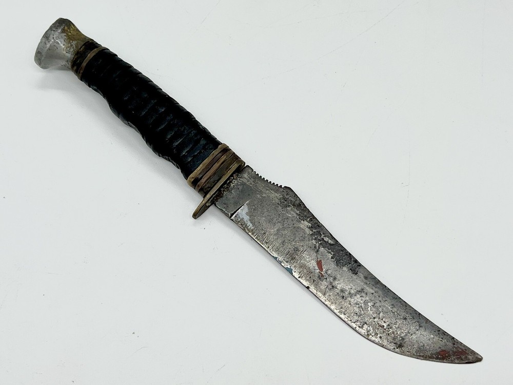 WW2 Fighting Knife KA-BAR USMC Leather Stack Handle 5.5” Blade