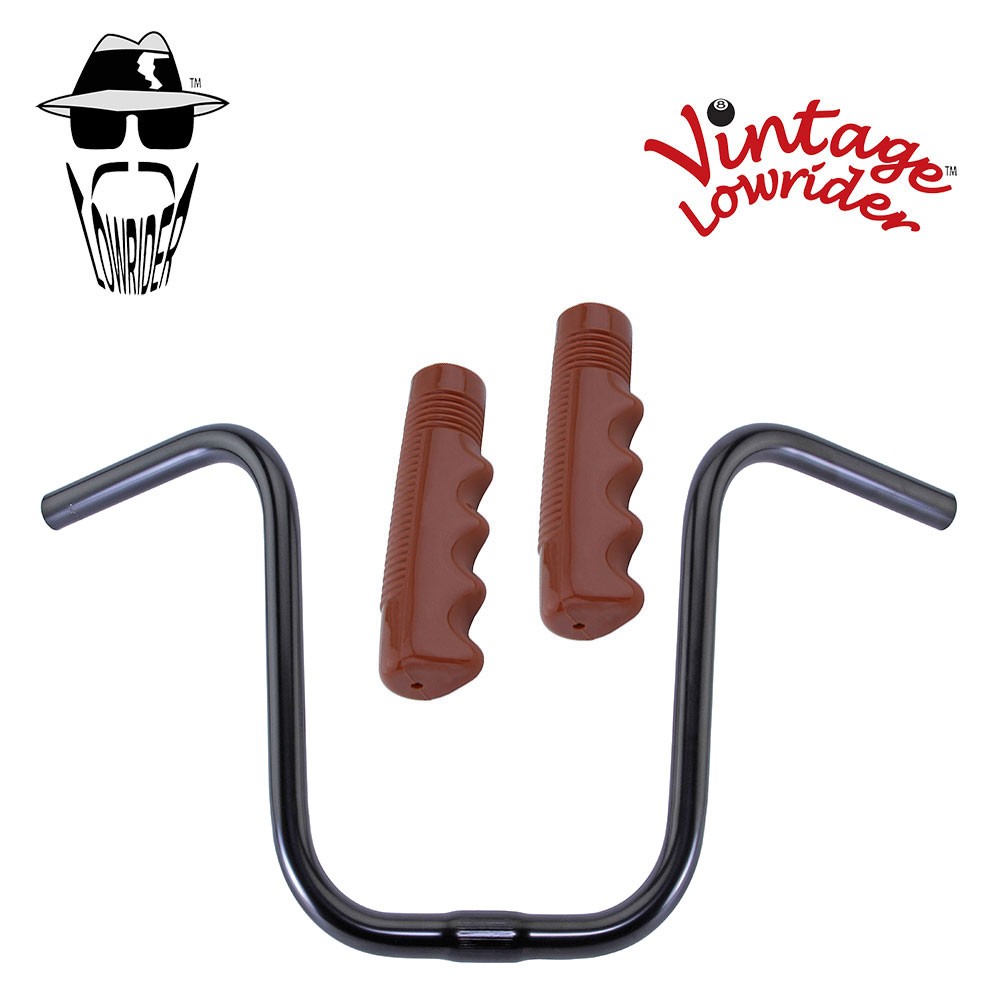 Original Lowrider 11" 25.4 U Handlebar Black 120mm Grips Solid/Brown