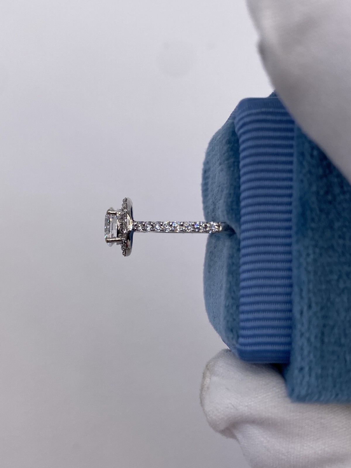 DIAMOND ENGAGEMENT RING ROUND HALO F VS1 1.15 CARAT GROWN LAB CREATED 14K W GOLD