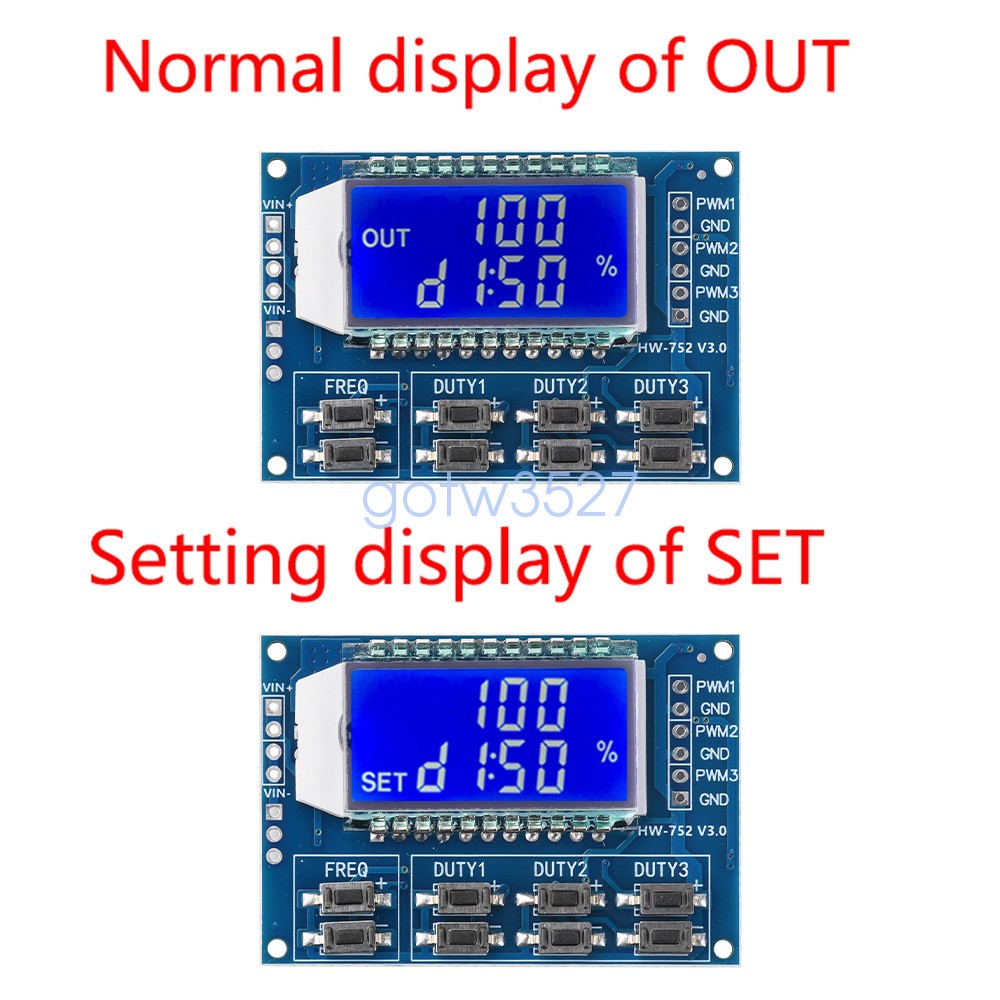 PWM Pulse Wave Frequency Duty Cycle Adjustable Module 3-Channel Signal Generator