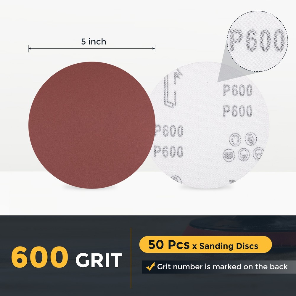 15 Pcs 5 Inch Sanding Disc 600 Grit Hook and Loop Sandpaper