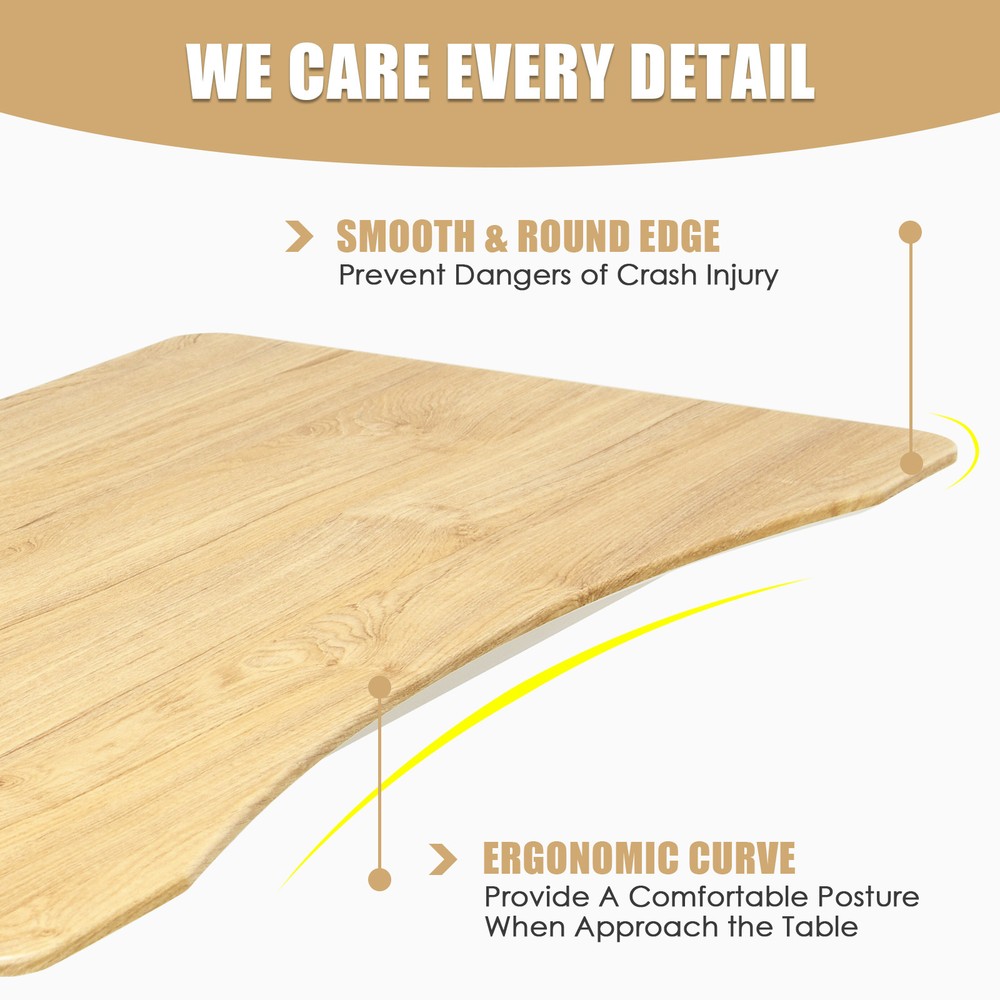 Costway Height Adjustable Computer Desk Sit Stand Rolling Notebook Table Natural