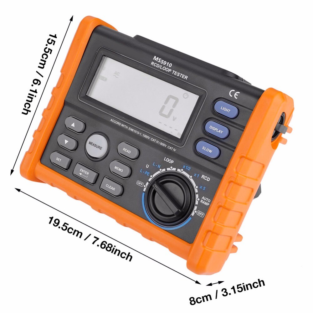 PEAKMETER Digital RCD Loop Tester Multimeter Ohmmeter 5~2000 ohm USB-Interface