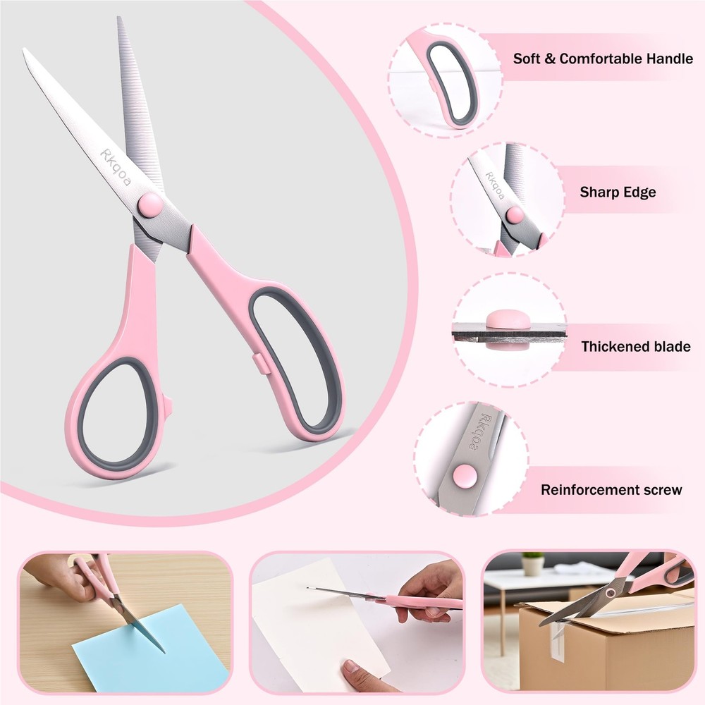 Black Scissors Bulk, 8" All Purpose Scissors Pack - Thick Sharp Shears for Of...