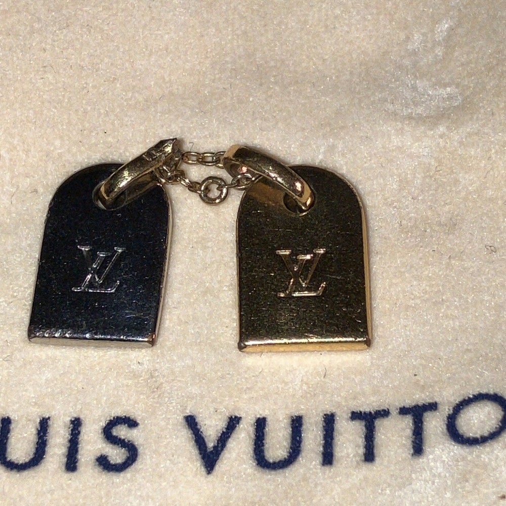Authentic LOUIS VUITTON Monogram LV Initials miniature name tag Charm.