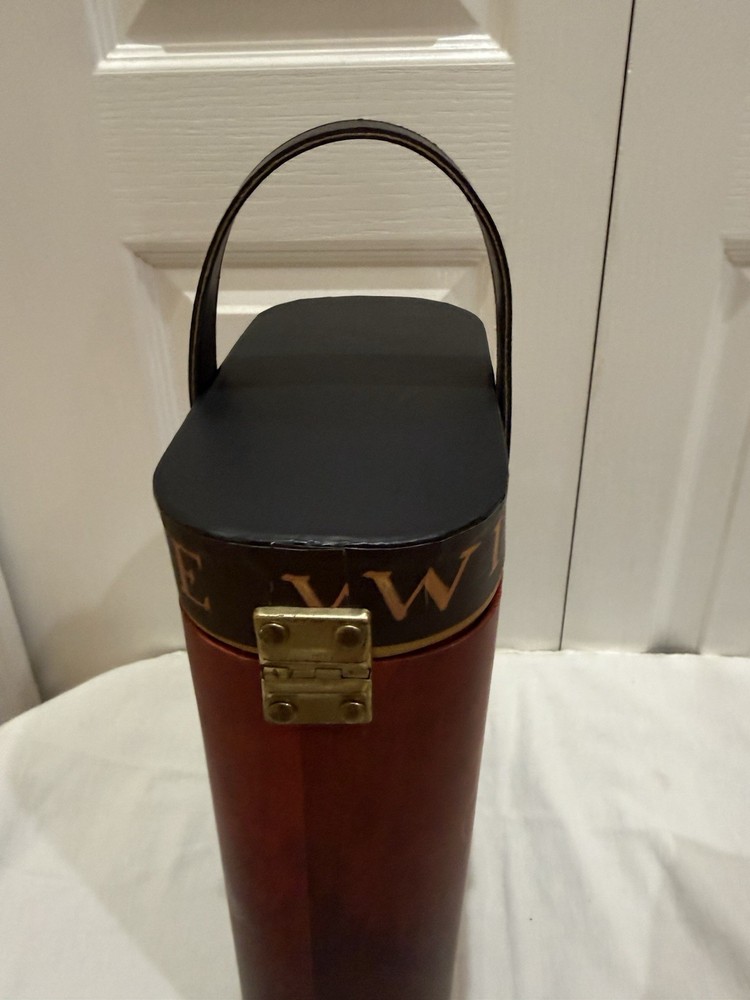 WINE BOTTLE GIFT BOX 2 Bottles Cardboard Brass Handle