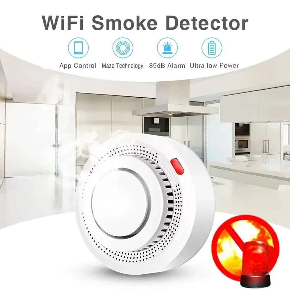 Tuya Smart WiFi Smoke Sensor Fire Protection 85dB Sound Security System Control