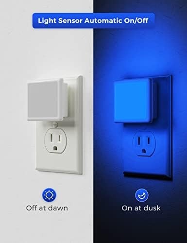 Blue Night Lights Plug into Wall 2-Pack, 0.3W Plug in Night Light, Dusk to Da...