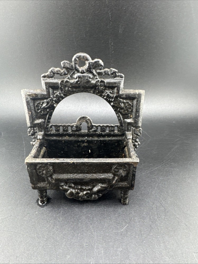 Cast Iron Match Box Safe Holder Striker Antique Wall Mount📦