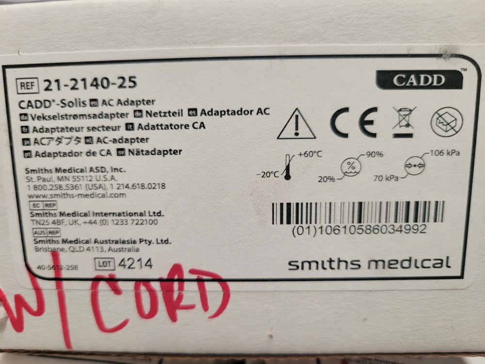 CADD Solis Table Top AC Adapter 21-2140-25