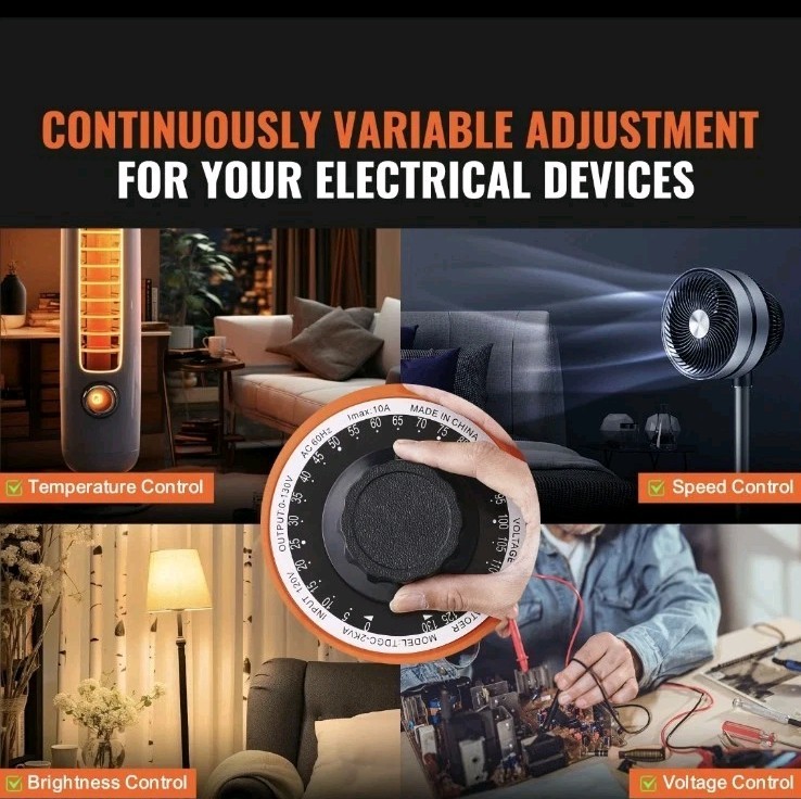 2000VA Variable Voltage Transformer 20A 0-130V AC Voltage Regulator