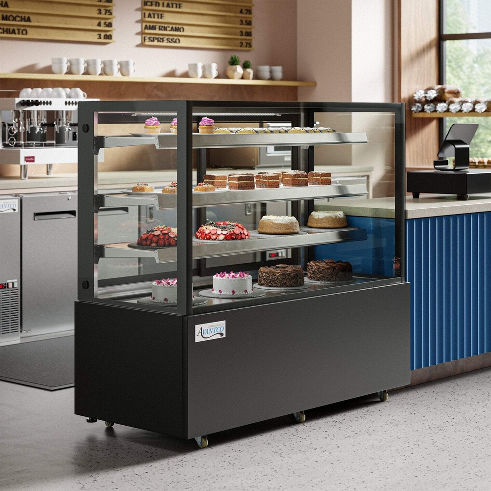 59 1/8" Square Glass Black Refrigerated Bakery Display Case
