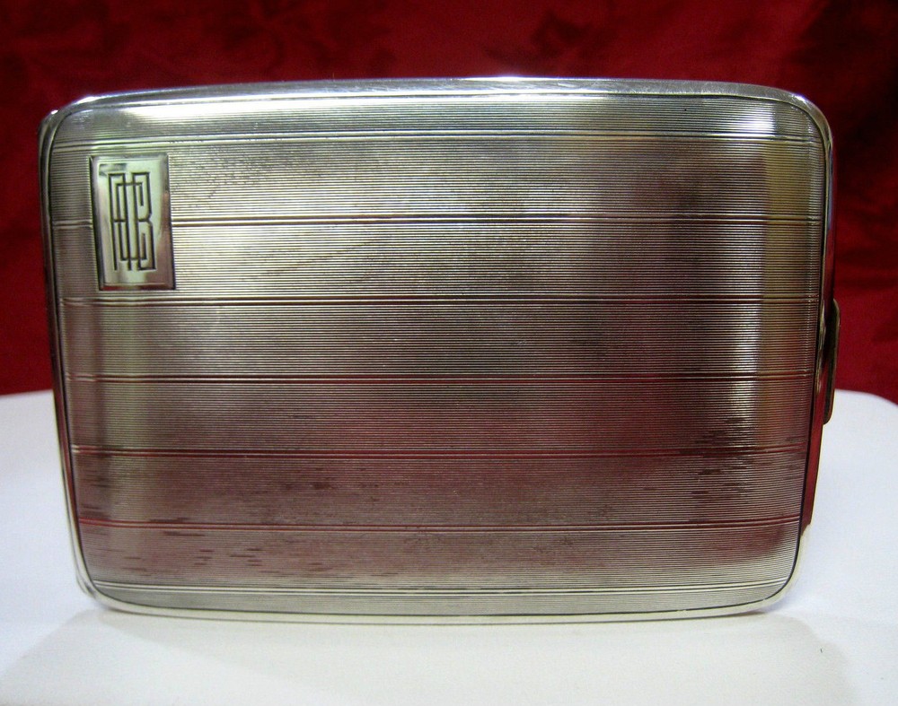 ANTIQUE STERLING SILVER WILLIAM B KERR CIGARETTE CASE 4680 BOX ACB MONOGRAM