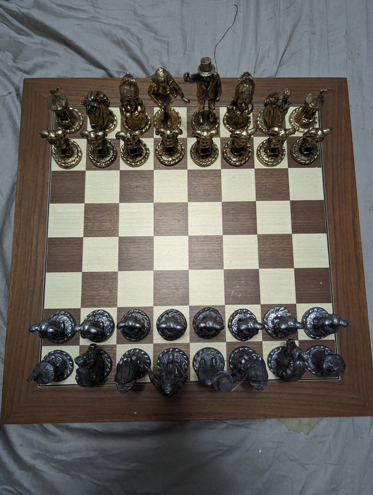Rare Vintage Michael Ricker Pewter Circus Chess Set
