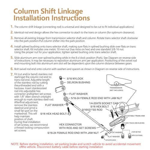 Transmission ACA-1800 Adjustable Transmission Column Shift Linkage