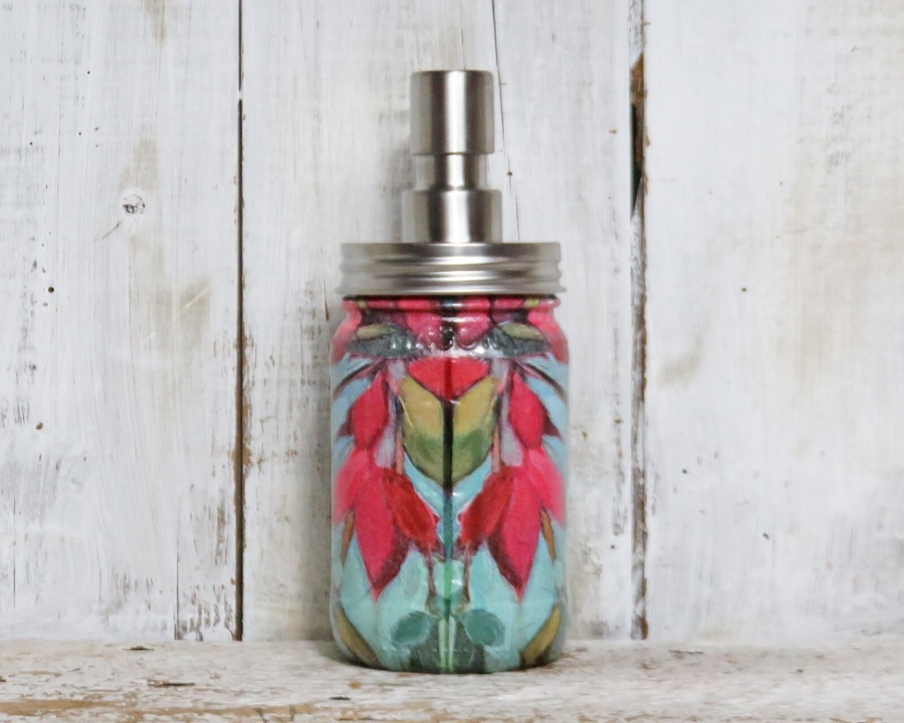 Ruby Throated Hummingbird Soap Dispenser Decoupage