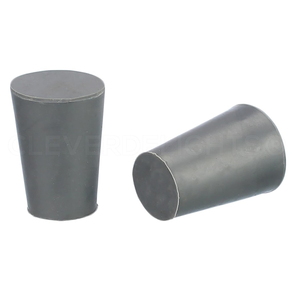 Size 1 Solid Rubber Stoppers 14x19x25mm Gray Tapered Lab Plugs 50-Pack