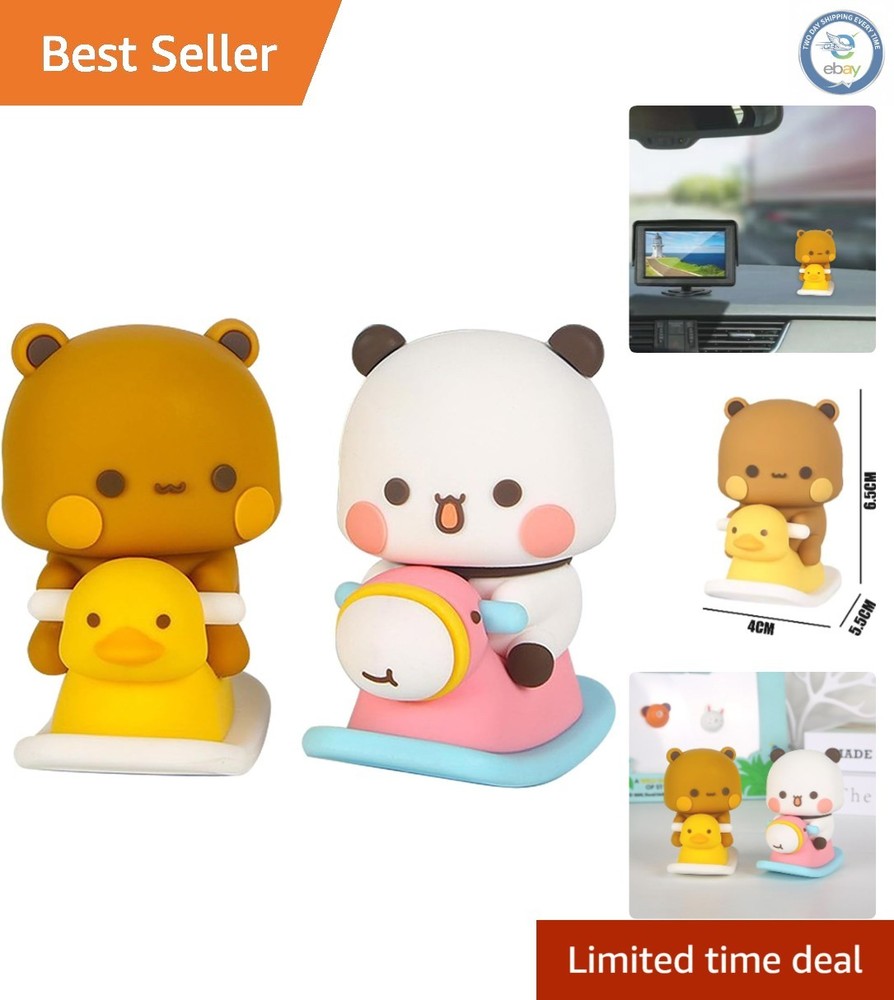 Adorable 2 PC Bubu & Dudu Bear Dashboard Decorations - Whimsical Car Ornaments