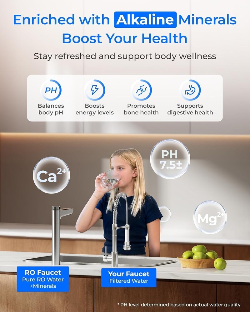 [ Dual Flow ] Waterdrop X12-PRO 1200 GPD Reverse Osmosis Water Filter, Alkaline