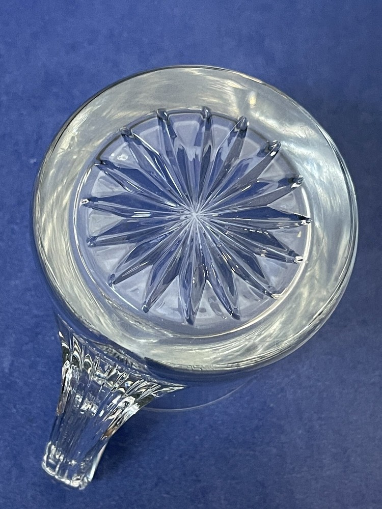 VTG Clear Etched Glass-Atomic Starburst Pattern Open Creamer & Sugar Set