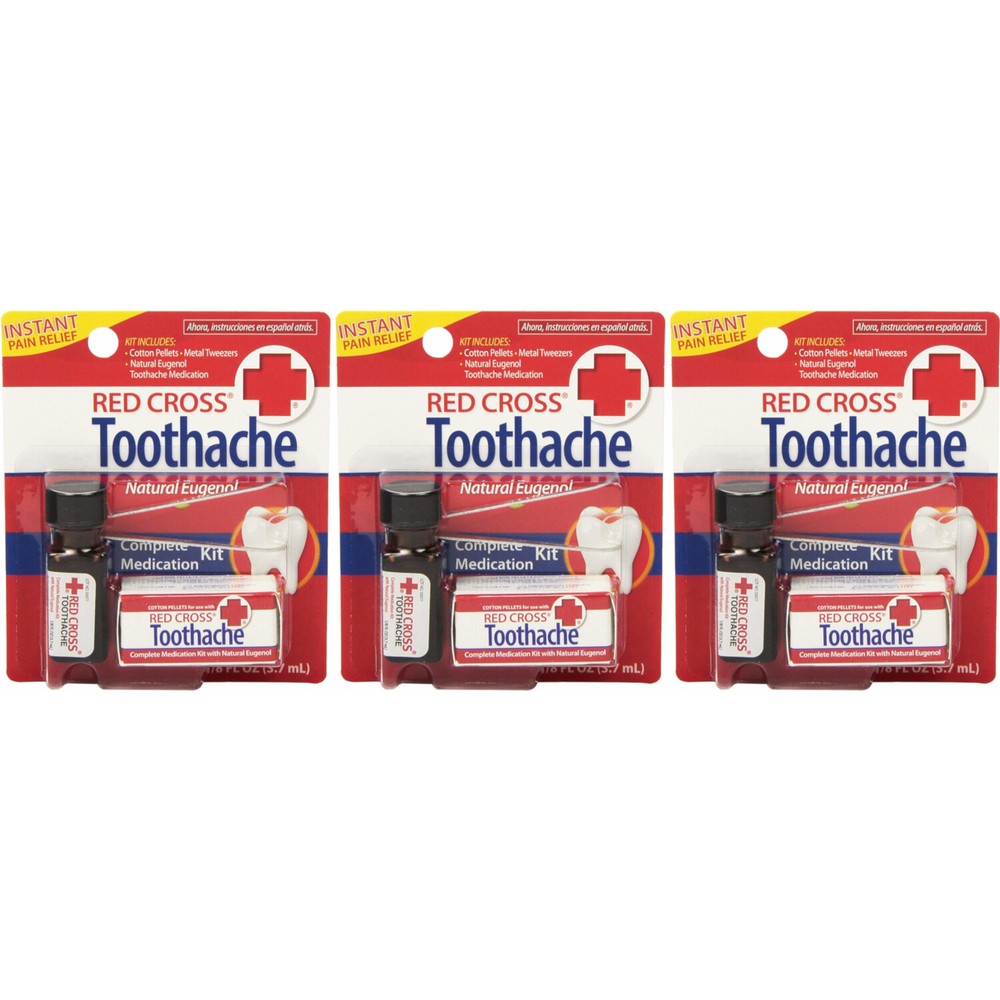 3 Pack - Red Cross Toothache Complete Medication Kit 0.12oz Each