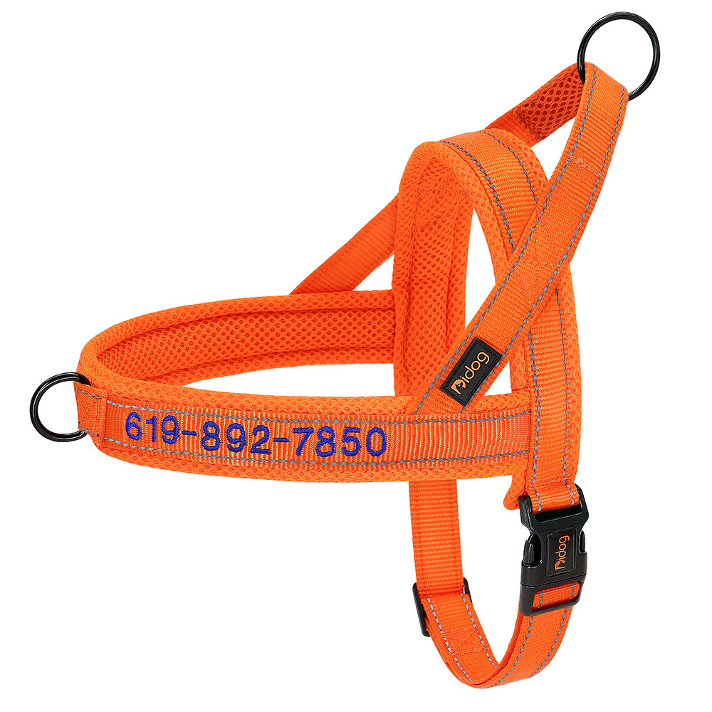 Personalized Embroidered Dog Harness Reflective Nylon No Pull Vest Custom Name