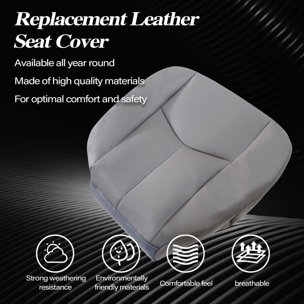 SecosAutoparts Driver & Passenger Side Bottom & Top Lean Back Leather Seat Co...