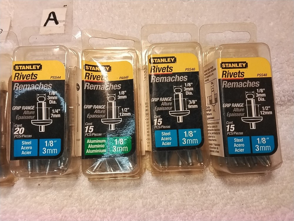 115pc STANLEY ASSORTED RIVETS 6 ASSORTED SIZES