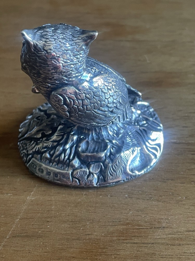 Camelot Silverware Hallmarked Sterling Silver Filled Owl Figurine