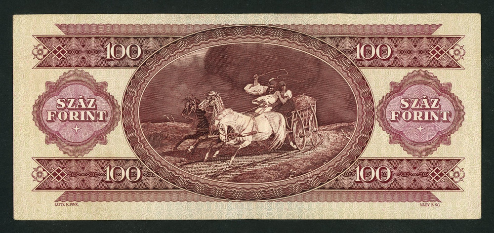 🔴HUNGARY 100 Forint 1989 VF+ Prefix : B🔴